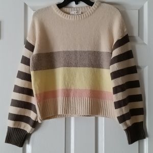 THML Cream and Brown Striped Sweater